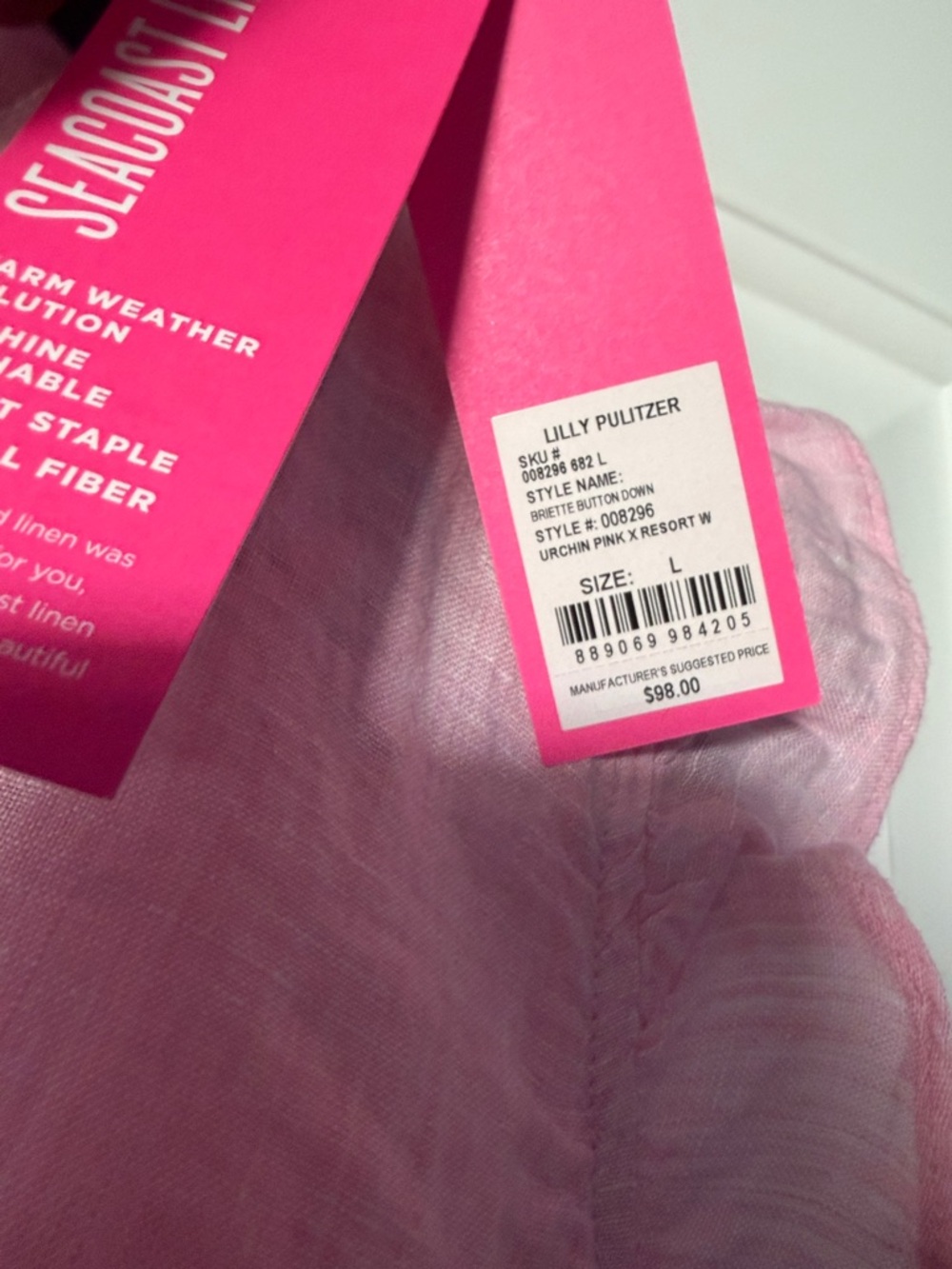NWT Lilly Pulitzer Pink Sleeveless Briette Button Down Blouse - Picture 4 of 4
